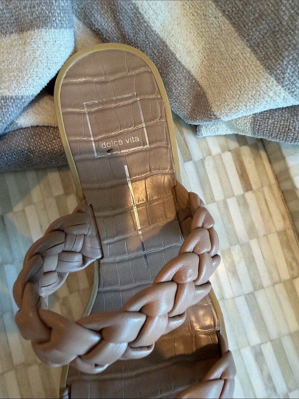 Dolce Vita Braided Double-Strap Slide Sandals in Tan (LS) - Picture 4 of 8